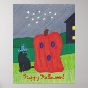 Fantasma de calabaza y Posters de Cat Halloween de