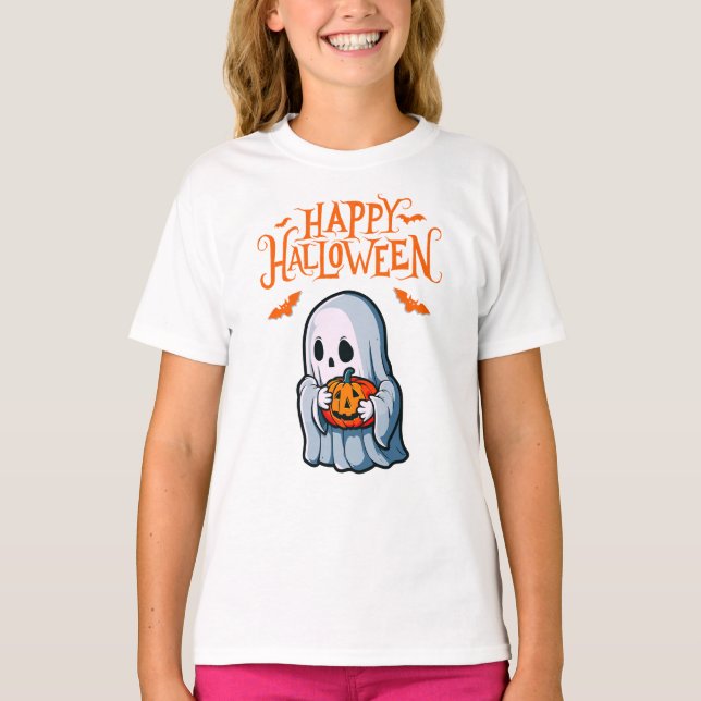 Fantasma de Halloween con camiseta de calabaza (Anverso)
