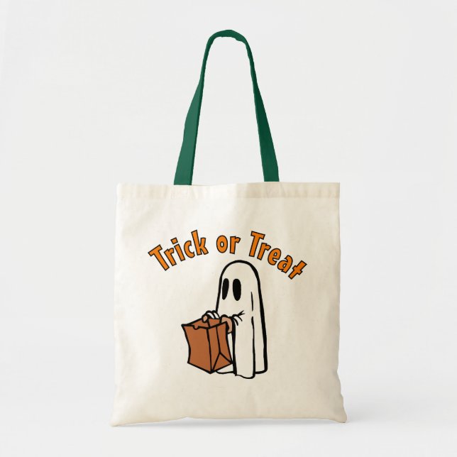 Fantasma de Halloween con truco de bolsa o trato (Frente)