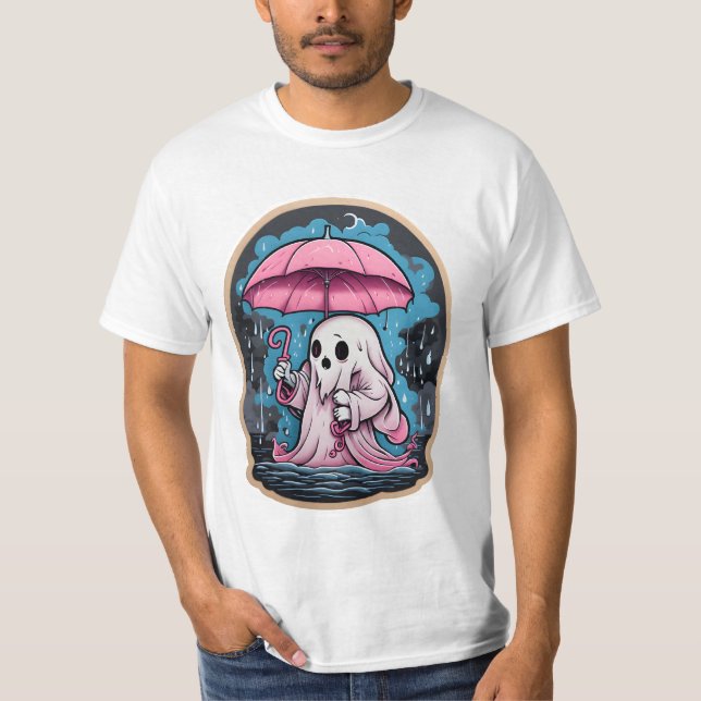 Fantasma de Halloween en paraguas - camiseta 2023 (Anverso)