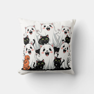 Fantasma de Halloween y Cojín decorativo de gato n