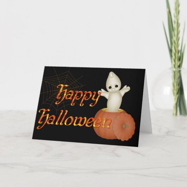 Fantasma en Calabaza Feliz Tarjeta de Saludo de Ha (Anverso)