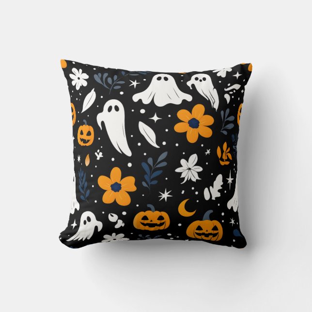 Fantasma espeluznante y almohada de calabaza Hallo (Anverso)