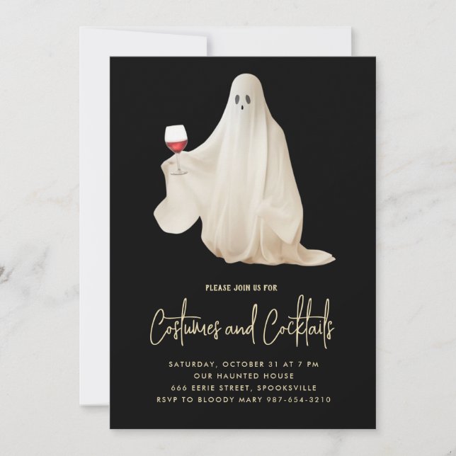 Fantasma Fiesta Halloween Invitación (Anverso)