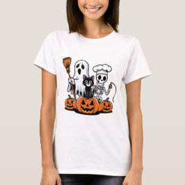 Fantasma, gato negro, camiseta de Halloween del tr