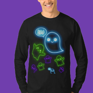 Fantasma Halloween Neon Blue, camiseta de boo verd