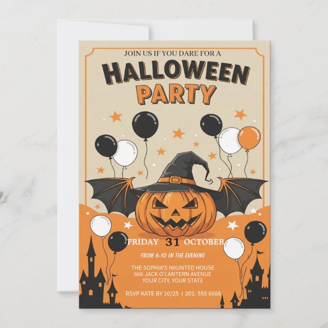 Fantasma Invitación a la fiesta de Halloween (Anverso)