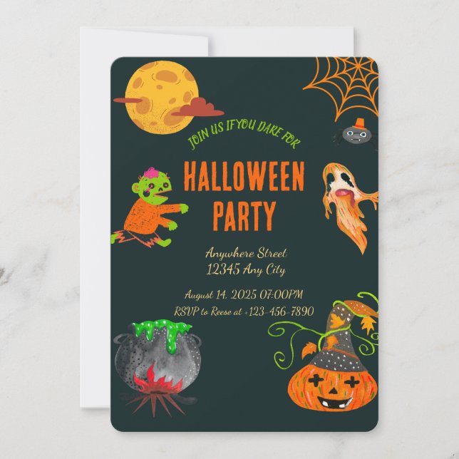Fantasma Invitación a la fiesta de Halloween (Anverso)