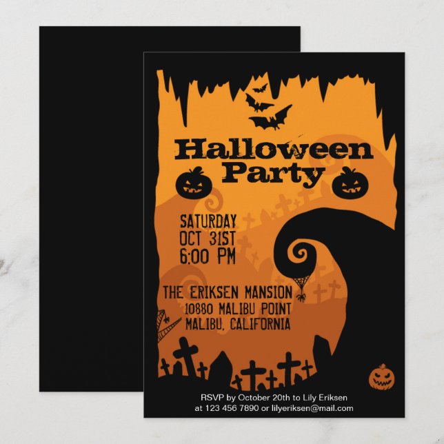 Fantasma Invitación a la fiesta de Halloween (Anverso / Reverso)