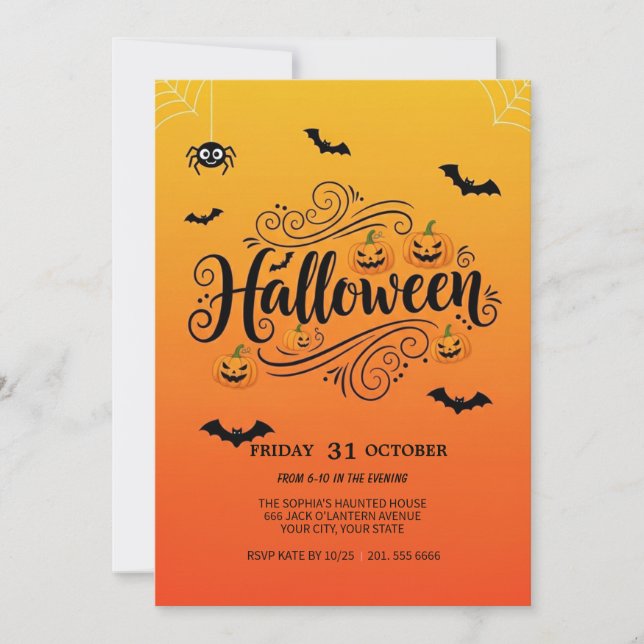 Fantasma Invitación a la fiesta de Halloween (Anverso)