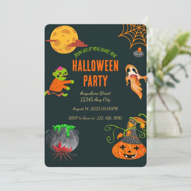 Fantasma Invitación a la fiesta de Halloween (Anverso de pie)