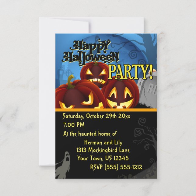 Fantasma Invitación a la fiesta de Halloween (Anverso)