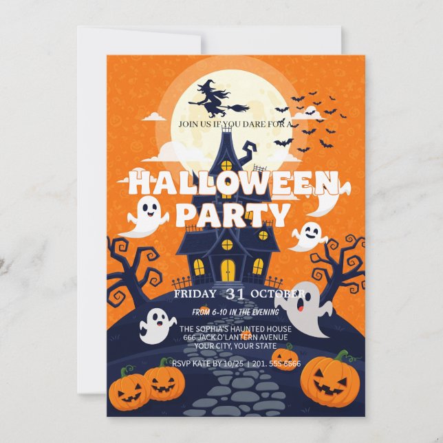 Fantasma Invitación a la fiesta de Halloween (Anverso)