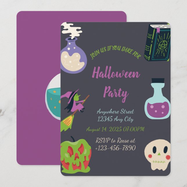 Fantasma Invitación a la fiesta de Halloween (Anverso / Reverso)