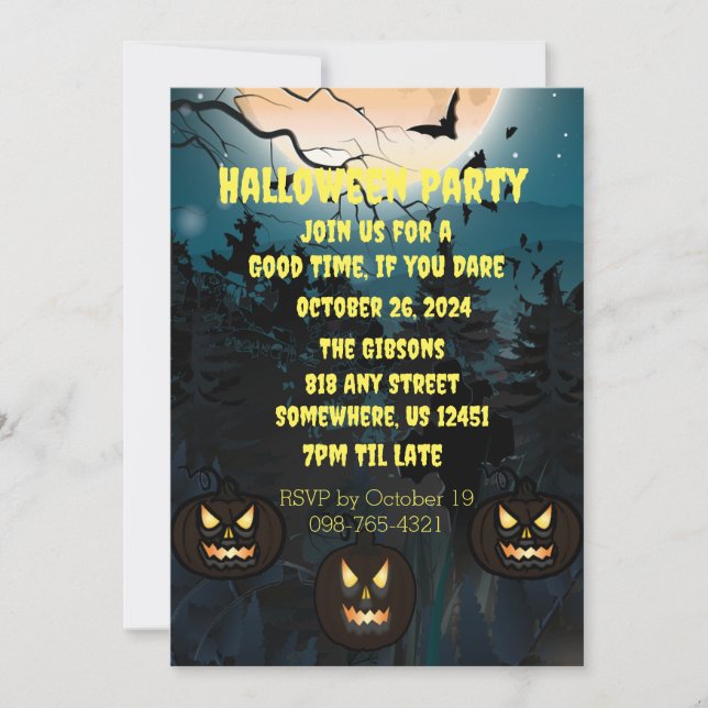 Fantasma Invitación a la fiesta de Halloween (Anverso)