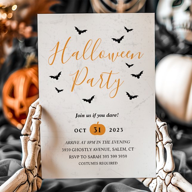 Fantasma Invitación a la fiesta de Halloween (Spooky Halloween Party Invitation Bats)