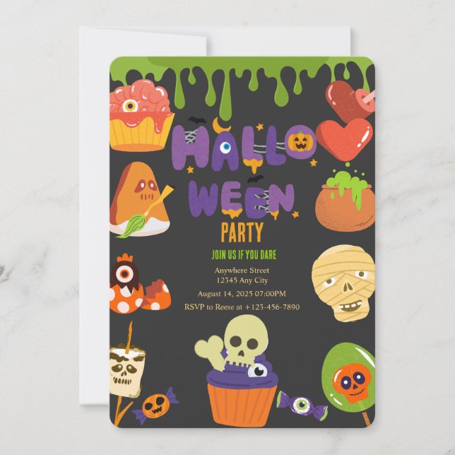 Fantasma Invitación a la fiesta de Halloween (Anverso)