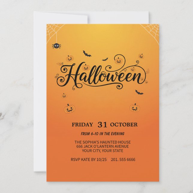 Fantasma Invitación a la fiesta de Halloween (Anverso)