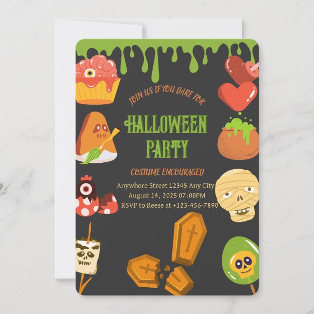 Fantasma Invitación a la fiesta de Halloween (Anverso)
