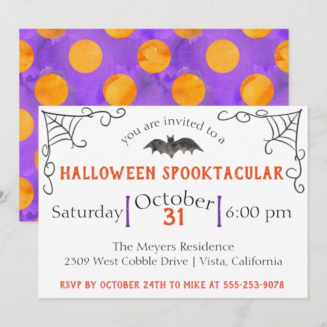 Fantasma Invitación a la fiesta de Halloween (Anverso / Reverso)