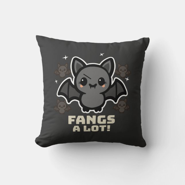 Fantasma Kawaii Bat Cojín decorativo Halloween (Anverso)