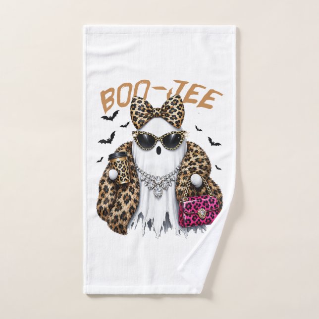 Fantasma Leopardo Coquette Boo-JEE Halloween (Toalla de mano)