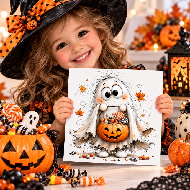 Fantasma Lindo con Cubeta de Dulces de Jack-o'-Lan (Subido por el creador)
