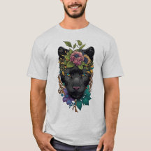 Fantasma negro en camiseta de flores
