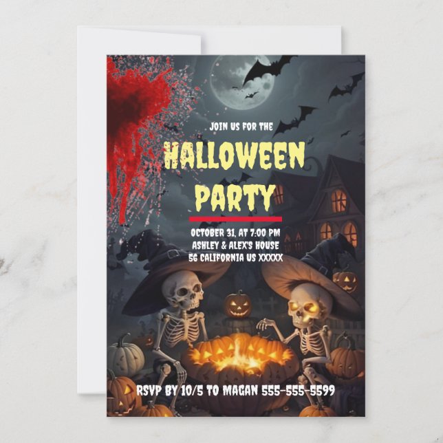 Fantasma Personalizado de Skeleton Invitación a la (Anverso)