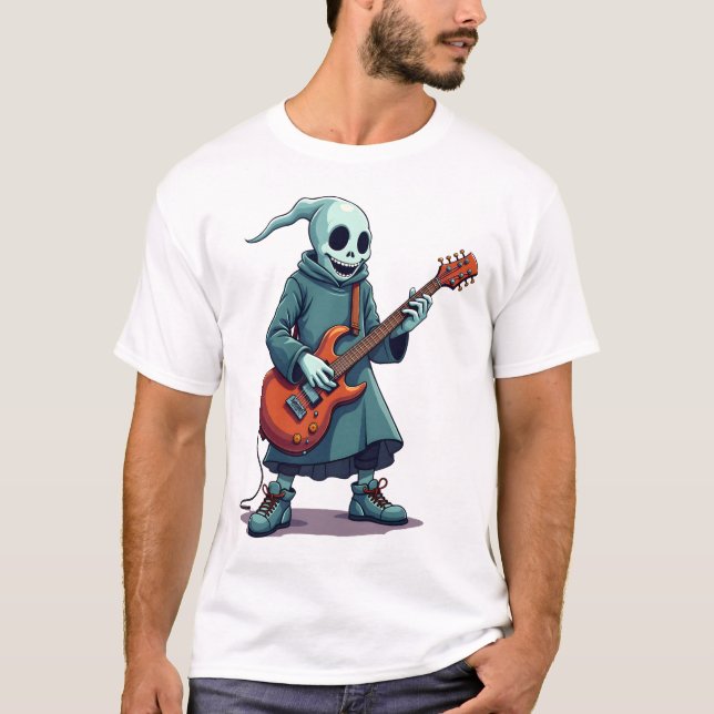 Fantasma tocando guitarra � Camiseta de Halloween  (Anverso)