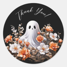 Fantasma y flores Halloween Gracias Pegatinas