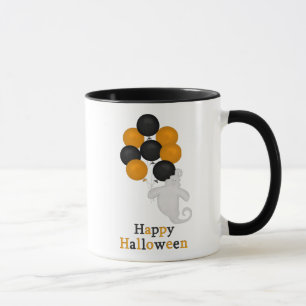 Fantasma y taza del feliz Halloween de los globos