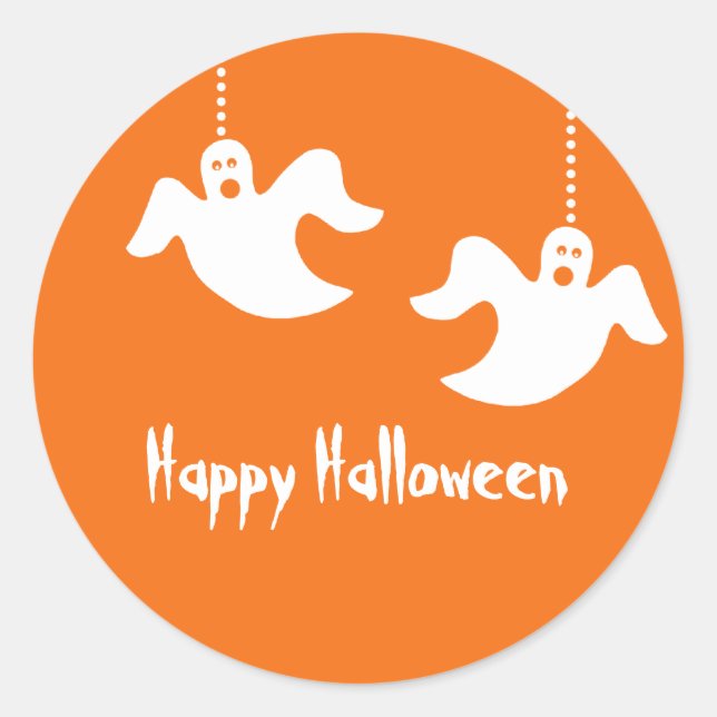 Fantasmas colgantes Pegatinas de Halloween, Naranj (Anverso)
