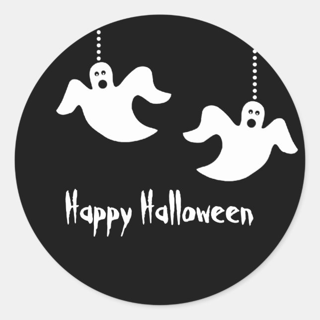 Fantasmas colgantes Pegatinas de Halloween, negro (Anverso)