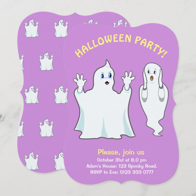 Fantasmas de Halloween en invitación violenta (Anverso / Reverso)