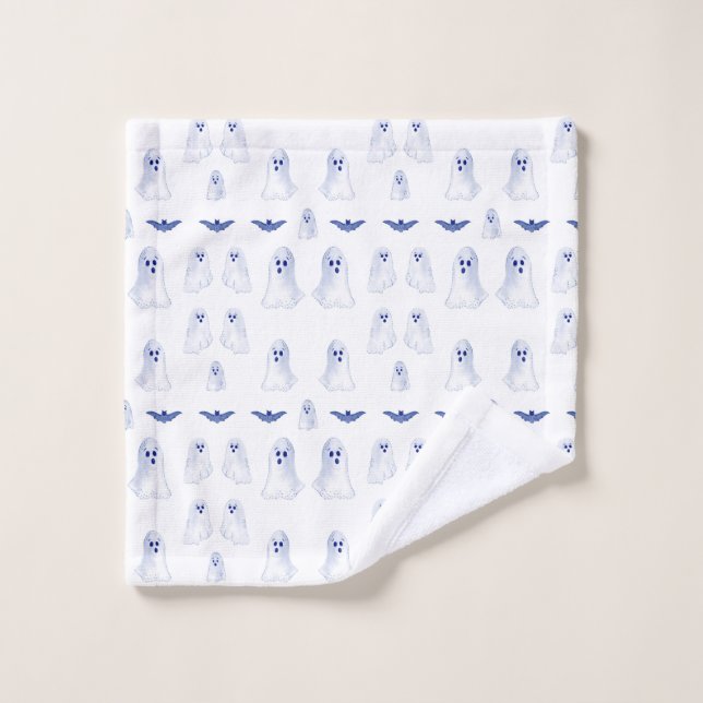 Fantasmas de Halloween y murciélagos en acuarela (Toallita)