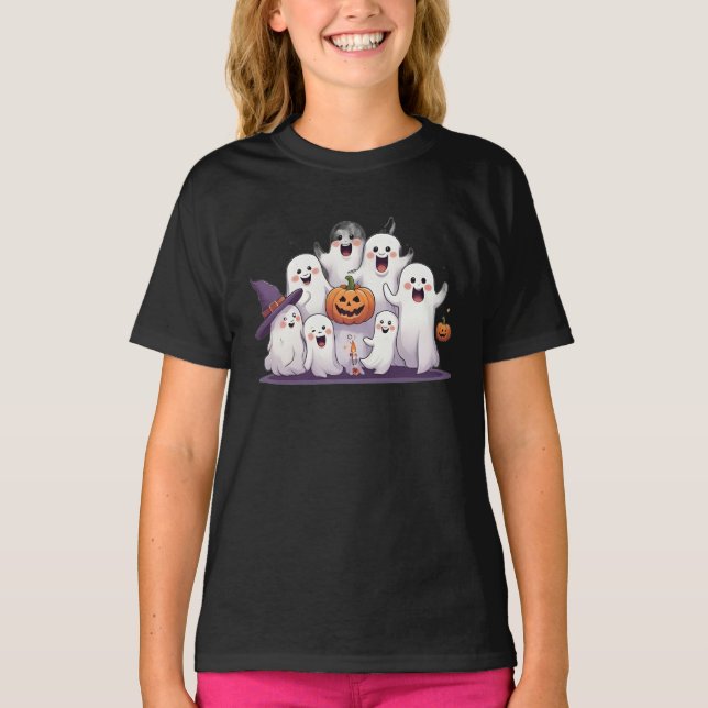 Fantasmas y niños de calabaza Camiseta Halloween (Anverso)