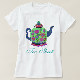 Fantástica camiseta verde de té de tetera