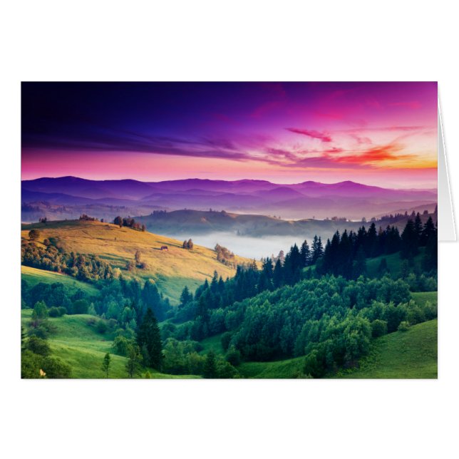 Fantástico paisaje matutino de montaña. Sobrevalor (Anverso (Horizontal))