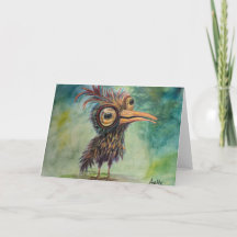 Fantasy Bird Whimsical Doble Tarjeta de felicitaci