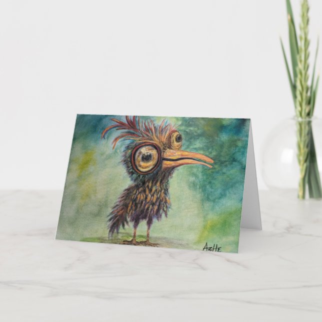 Fantasy Bird Whimsical Doble Tarjeta de felicitaci (Anverso)