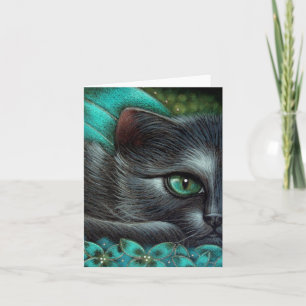 FANTASY BLACK FAIRY CAT 1 tarjeta PERSONALIZAR