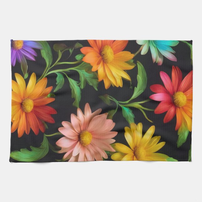 Fantasy Daisy Pattern Kitchen Toallas (Horizontal)