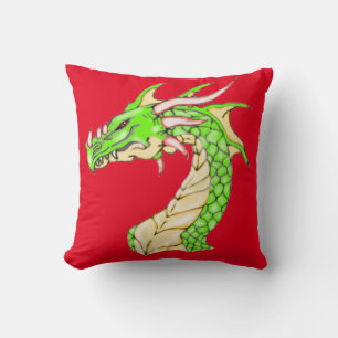 Fantasy Dragon Cojín decorativo de la Plaza Roja