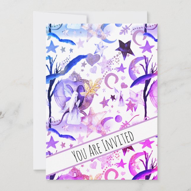 *~* Fantasy Fairy Moon Sky Invitación a Baby Showe (Anverso)