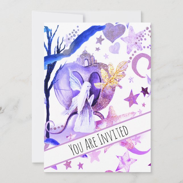 *~* Fantasy Fairy Sky Moon Baby Shower Invitación (Anverso)