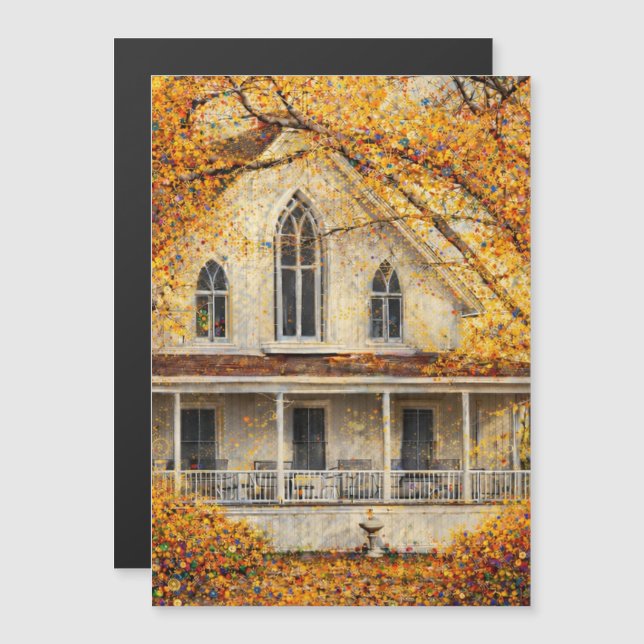 Fantasy Gothic-Revival Carpenter House Magnet Card (Anverso/Reverso)