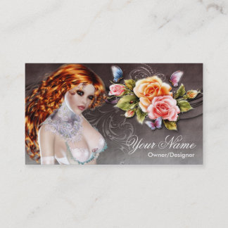 Fantasy Redhead Hermosa tarjeta de visita para Ros