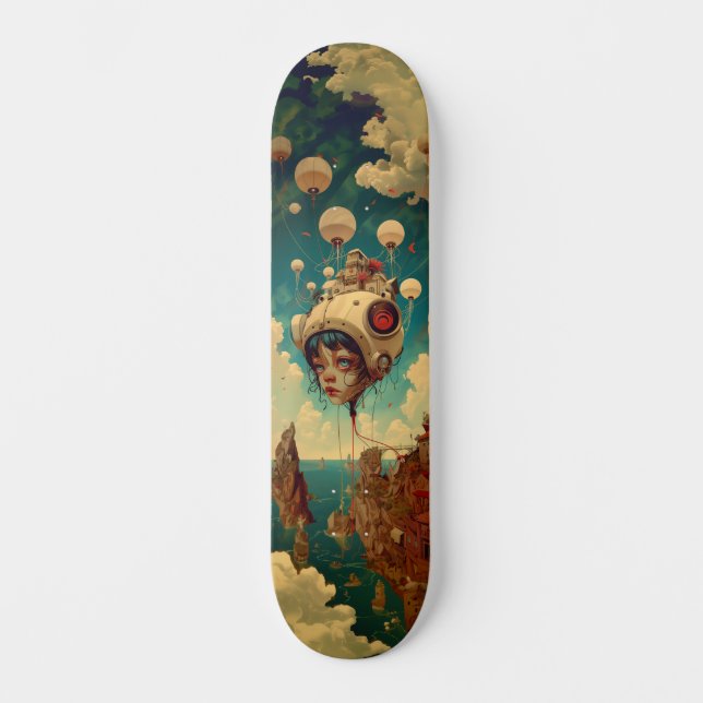 Fantasy robot ship wall art skateboard (Anverso)
