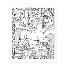 Fantasy Tree Forest Unicorn Coloración Arte
